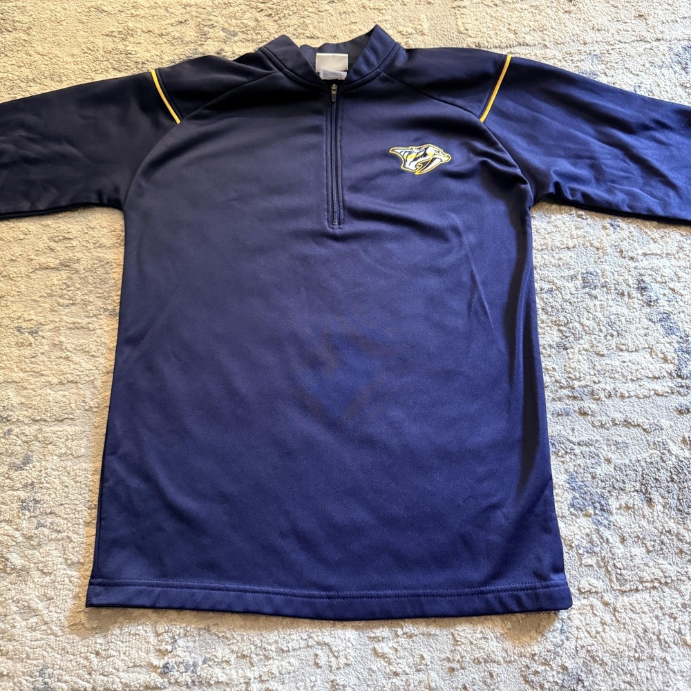 Nashville Predators Shirt unisex Small Blue NHL Hockey Quarter Zip Pullover